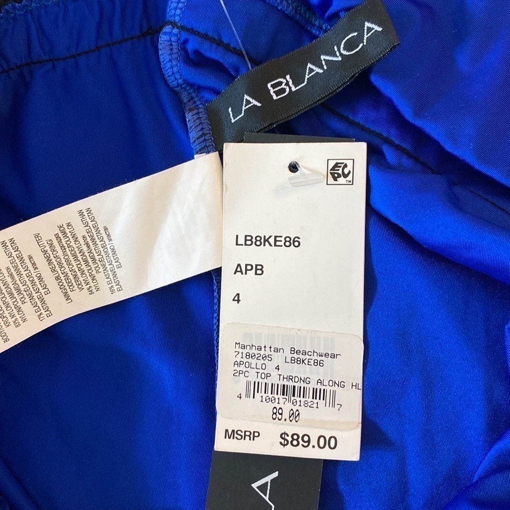 La Blanca Threading Along Triangle Blue Tankini Set size 4 - Picture 11 of 14
